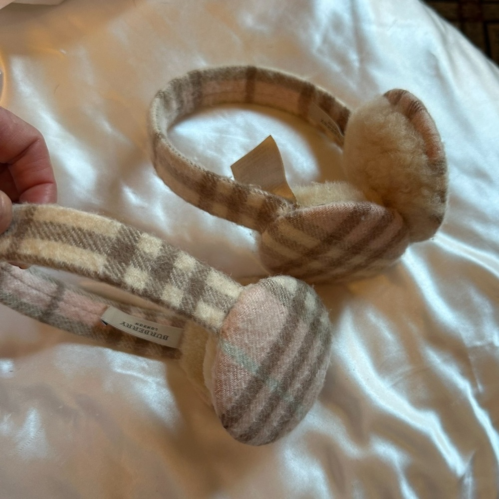 Pink plaid authentic Burberry earmuffs